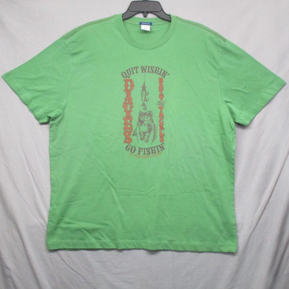 Old Navy Regular Fit Dave's Bait & Tackle Graphic Print Green Men Size | XXL